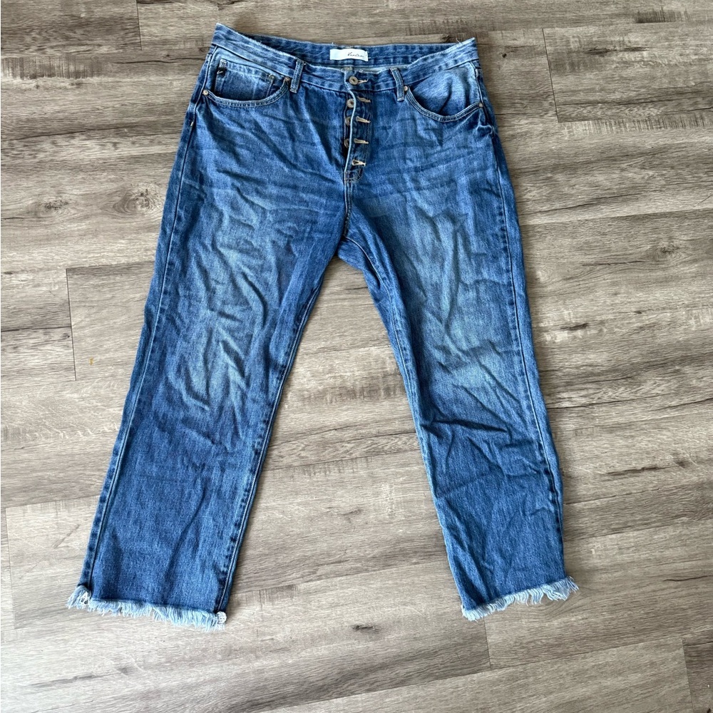 KanCan Blue Straight Leg Jeans with Cropped Style #15